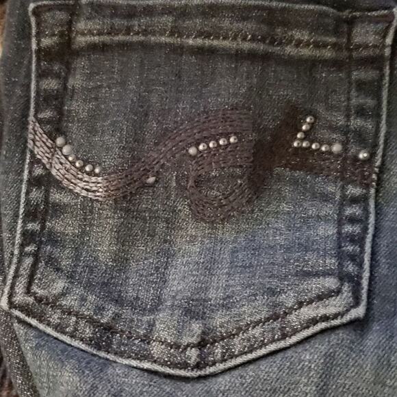 Lee Slender Secret Low Waist Jeans Size 13 Embroidered Beaded Pockets 30 x 29 - Picture 4 of 5